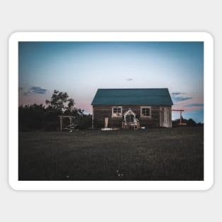 Chicken Coop in Field at Sunrise Photography V2 Sticker